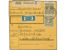 1945, Johann Wolfgang von Goethe 30 Pfg. geschnitten im senkrechten Paar mit Stempel “ZEULENRODA 11.4.46” als portogerechte M