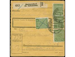 1945, Wappen 5 Pfg., 24 Stück mit Stempel “BEETZENDORF 13.4.46" als portogerechte Mehrfachfrankatur vorder- und rückseitig au