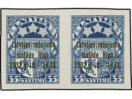 1932, Riga Exhibition 3-35 santimi, archive proofs, imperforated horizontal pairs, without gum, scarce, fine