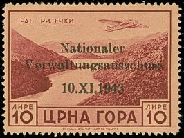 1943, Verwaltungsausschuss 10 Lire, Aufdruckfeld 39, postfrisch, tadellos, sign. Dub sowie Fotoattest El Majdoub BPP (2026)
