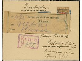 KELME: 1919, Fourth Berlin Issue 3 auksinas, tied by boxed “Kelme 13/X,19” to registered local cover with red boxed registere