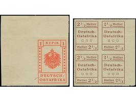 1916,sogenannte 'unvergrabenen Werte' auf weißem Papier: 1 R.,linke obere Bogenecke,2½ H. im Zusammendruck-4er-Block sowie wa