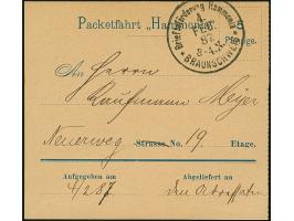 Brief-Beförderung HAMMONIA: 1887, Paketbegleit-Formular 5 Pfennige gebraucht mit stempel “Briefbeförderung Hammonia BRAUNSCHW