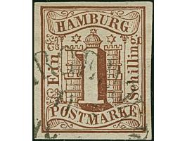 1 Sch. braun, voll- bis breitrandig mit leicht und sauber aufgesetztem Ortsstempel. Kleine Einschränkungen. Fotoattest Dr. Mo