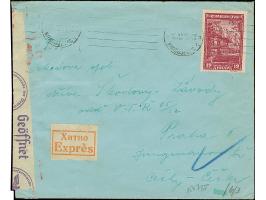 1942, Klöster 12 Dinar, sauber mit Maschinenstempel “KRAGUJEVAC 10.XIII.43” auf portogerechtem, zensierten Express-Brief nach