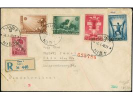 1942, Anti-Freimaurer Ausstellung 0,5-4 Dinar mit Zufrankatur, sauber mit Stempel “NIS -6.I.42” auf gering fleckigem, leicht 