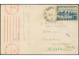 1941, Semendria 2+4 Dinar, sauber mit Ersttagsstempel “BEOGRAD 22.IX.41” auf zensierter Ansichtskarte nach Pardubice im Prote