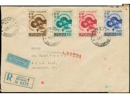 1942, Kriegsgefangenen-Hilfe 0,50-4 Dinar, sowie Freimarke 1,50 Dinar rot und Kloster Sopocani 4 Dinar, sauber mit Stempel "B