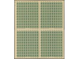 1922, Posthorn 4 M. dunkelgrün, kompletter ungezähnter Druckbogen zu 400 Werten, mit 4 Schalterbogen zu 100 Werten, an allen 