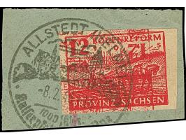 Bodenreform 12 Pfg. mit Doppeldruck, davon einer kopfstehend, allseits breitrandig mit sauber aufgesetztem Werbestempel “ALLS