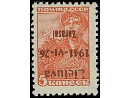 1941, 5 K. dunkelbräunlichrot, braunlila, kopfstehender Aufdruck in Type I von Aufdruckfeld 32, postfrisch, tadellos, sign. u