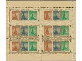 1945, Antifa-Block mit 3 Pfg. in der seltenen Farbe Hellsiena auf gelblichgrauem Papier, kompletter Kleinbogen mit 6 postfris