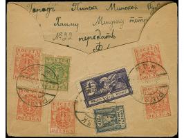 1919, Sejm 1 m. violett with additional franking, tied by cds. “PINSK 19.IV.20” to reverse of registered cover to Philadelphi