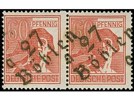 “27/Böhlen a” auf waagerechtem Paar 60 Pfg. rot, die linke Marke mit ausgefallenem Zähnungsloch, postfrisch, signiert Dr. Her