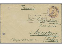 1919, Second Vilnius Issue 50 skatiku, tied by violet cancel of “GRODNO” to cover addressed to Konstanz with censor marks “M.