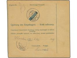 1918, 45h. on 80h. blue-slate, vertically bisected in such a way that only the old value “80” is visible, tied, as delivery f