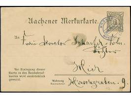Aachen-Merkur: 1895, Ganzsachenkarte 3 Pfg. schwarz mit violettem Stempel “PROSIT NEUJAHR AACHEN 1.JAN.1895” und Text mit Dat