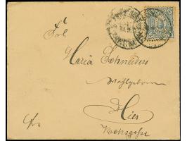 Aachen-Merkur: 1894, Bienenkorb 2 Pfg. blau mit etwas verwischtem Stempel “MERKUR AACHEN 21.XI.96” auf Drucksachen-Umschlag. 