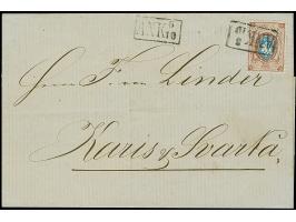 1858, 10 k. brown/blue, fresh colours, tied by receiving framed “ANK 3/10” to folded lettersheet (without correspondance) to 