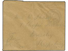 “FIELDPOST OFFICE P.B. 55 23 MY 19” cds, fine strike on small soldier´s envelope to England, vertical fold and flap rebacked,