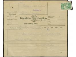 Besonderheiten: 1932, Vordruck "Telegraphie Saargebiet Am Homburg (Saar) für ein Telegramm aus Brooklyn mit kompletter grüner