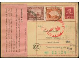 1942, rosafarbiger Aufkleber "Während des Krieges ist der Versand…Die Prüfstelle" (Landsmann GZ1.9) vorderseitig aufgeklebt a