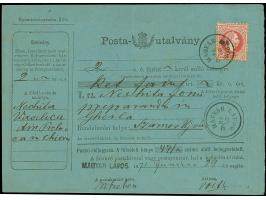 1871, Austria Franz Joseph 5 kr. red tied by cds. “MAGYAR LAPOS 29.6.” to complete money order to Szamos Ujivar with arrival 