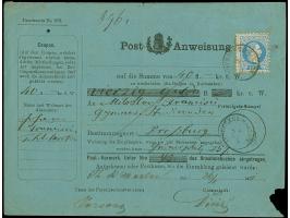1871, Austria Franz Joseph 10 kr. blue tied by cds. "IHUROCZSZ.MARTON 26.1. to complete money order to Preßburg with arrival 