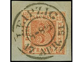 1850, 3 Pfg. bräunlichrot, Platte III, Type 9, sehr schöne frische braune Nuance, unten noch voll-, sonst breitrandig, oben m