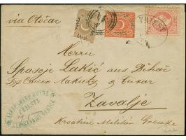 1868, Umschlag frankiert mit Franz-Joseph 5 Kr. rot, grober Druck von “TRIEST 1/6/71” über Otacac, Karlovac und Bihac (Biheke