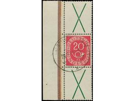 Posthorn X+20+X vom linken Bogenrand, sauber gestempelt "STUTTGART 28.2.52", einwandfrei, Fotoattest A.Schlegel BPP (2024)&nb