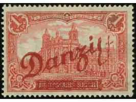 1920, Großer Innendienst 1M. mit markantem Aufdruckfehler “g von Danzig oben offen”, ungebraucht mit eingezogenem Gummi, sons