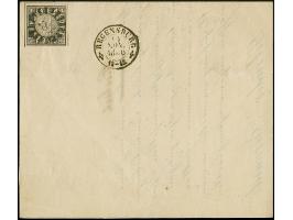 1849, 1 Kr. schwarz, Platte 1, farbfrisch und allseits voll- meist breitrandig geschnitten, links mit durchgehender Trennungs