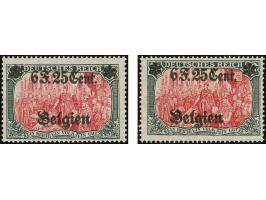 1916, 6F. 25 Cent. auf 5 M. in beiden Typen, postfrisch, tadellos