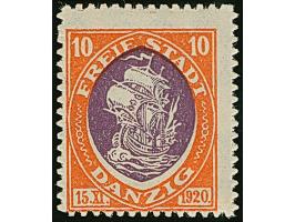 1921, Kogge 10 Pfg., Probedruck in orange/violett, postfrisch, tadellos