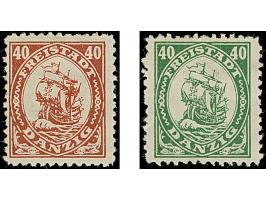 Kogge 40 Pfg. orange, Essay mit Inschrift “FREISTADT”, ohne Netzunterdruck, braun und grün, mit Wasserzeichen 2X, ungummiert,