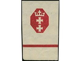 1921, Kleines Staatswappen 30 Pfg., Phasendruck nur des Mittelstücks in rot, Unterrandstück, postfrisch, leichte Knitter nur 