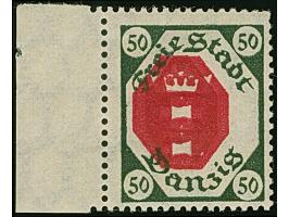 1921, Kleines Staatswappen 50 Pfg. mit Doppeldruck des Mittelstücks, Seitenrandstück, postfrisch, tadellos