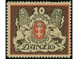 1921, Großes Staatswappen 10 M., Probedruck auf normalem Papier ohne Wasserzeichen, mit Rosettenunterdruck, in rot/schwarz, u