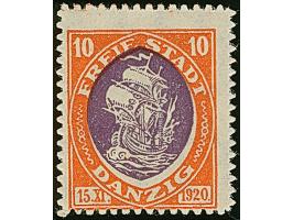 1921, Kogge 10 Pfg., Probedruck in orange/violett, postfrisch, tadellos