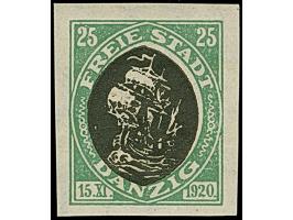 1921, Kogge 25 Pfg., Probedruck in grün/schwarz, ungezähnt, postfrisch, einwandfrei, sign. Kniep BPP