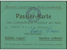 1912, “Deutsche Luftschiffahrts-Aktien violetter Kreisstempel auf Passier-Karte zum Luftschiffhafen Frankfurt mit Originalfot