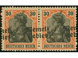 1920, Germania 30 Pfg. im waagerechten Paar mit stark horizontal verschobenem Aufdruck, sauber ungebraucht, es sind nur sehr 