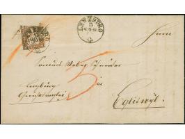 1862, 5 Rp. braun, auf Brief mit auf- und nebengesetztem EKr. “LANZBURG 15 AUG 66” nach Egiswyl. Die defekte Marke wurde gest