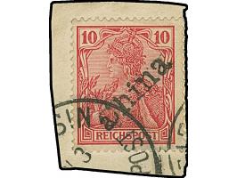 1900, Handstempel 10 Pfg., farbfrisch und gut gezähnt, sauber gestempelt auf Briefstück, tadellos, Fotoattest Jäschke-L. BPP 