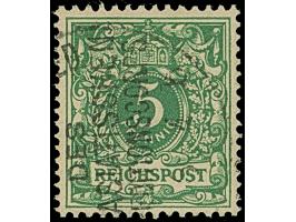 PETSCHILI: Krone/Adler 5 Pfg. opalgrün, farbfrisch und sehr gut gezähnt, sauber mit Teilstempel “K.D. FELDPOSTEXPEDITION” ent