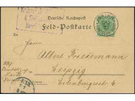 PETSCHILI: Krone/Adler 5 Pfg. opalgrün, farbfrisch und sehr gut gezähnt, sauber mit Stempel “PEKING 25/5 01” auf Karte mit ne