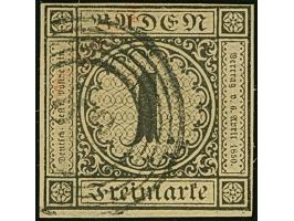 1 Kr. auf sämisch, farbfrisch und voll- bis breitrandig, sauber entwertet durch Nr. "89" MEERSBURG und kleine Rötelspur, tade