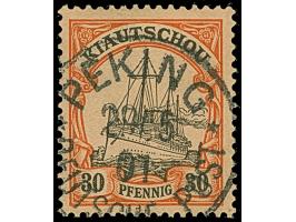 PETSCHILI: Kiaoutschou 30 Pfg. rötlichorange/rotschwarz, farbfrisch und normal gezähnt, sauber mit EKr. “PEKING 29/5 01" entw