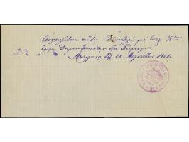 1882, Receipt showing violet circle "G.O. JOLY COURMOULI VICTORIA &amp; CO / METELIN" seal mark, vertical crease and tiny fla